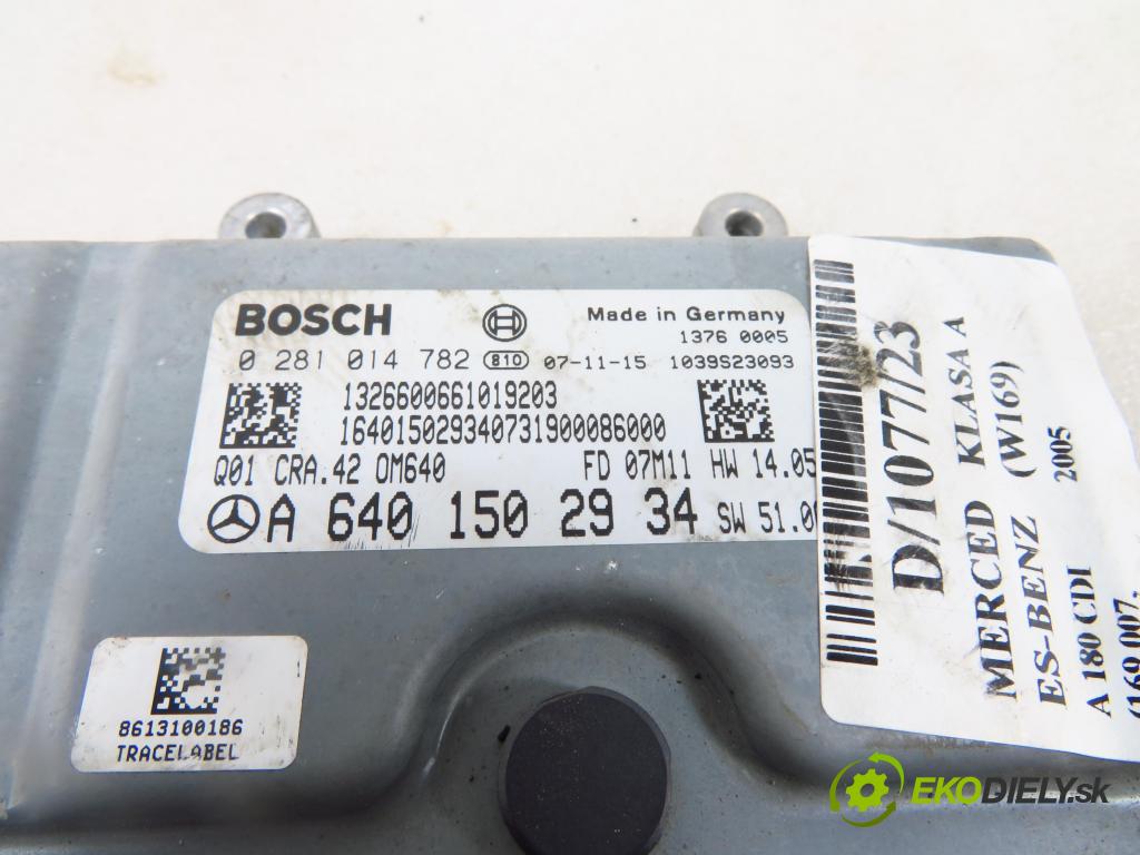 MERCEDES-BENZ KLASA A (W169) HB 2005 80,00 2.0 CDI 109 - OM 640.940 1991,00 Riadiaca jednotka Motor A6401502934 ; 0281014782