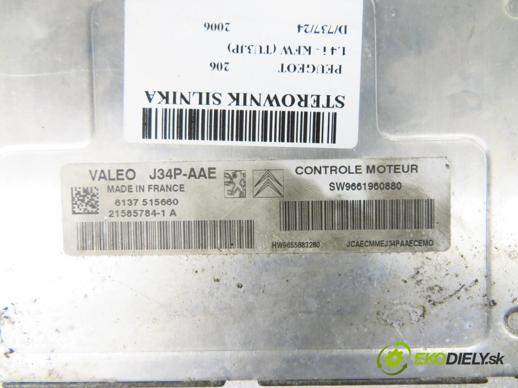 PEUGEOT 206 liftback (2A/C) LIFTBACK 2006 55,00 1.4 75 - KFW 1360,00 Riadiaca jednotka Motor SW9661960880