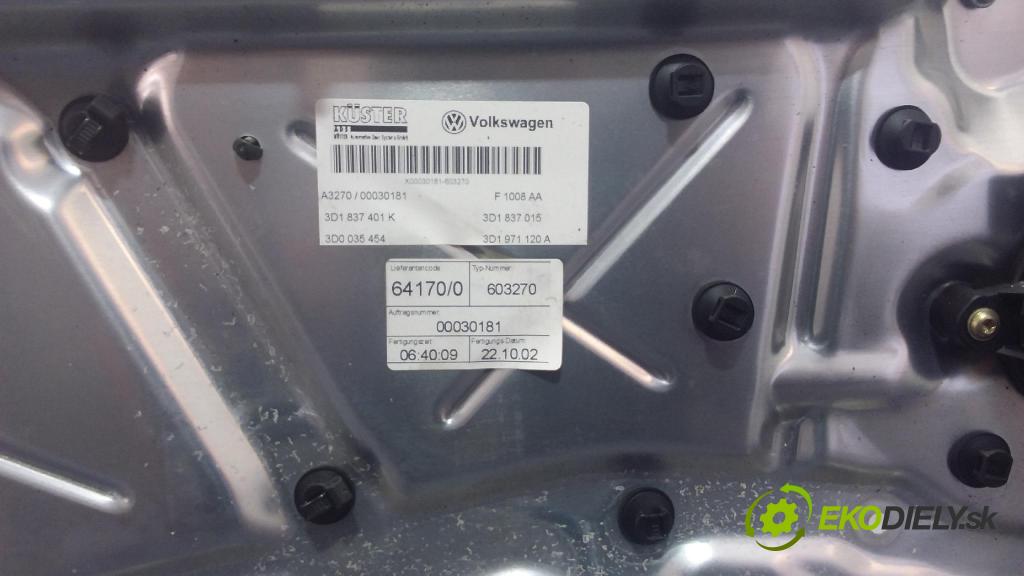 Vw Phaeton 2003 mechanismus stahování Sklenka: před Levý: 3D1837401K