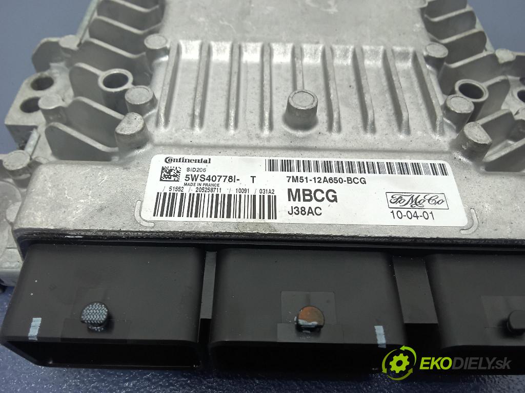 Ford Focus 2010 řídící jednotka Motor: 7M51-12A650-BCG