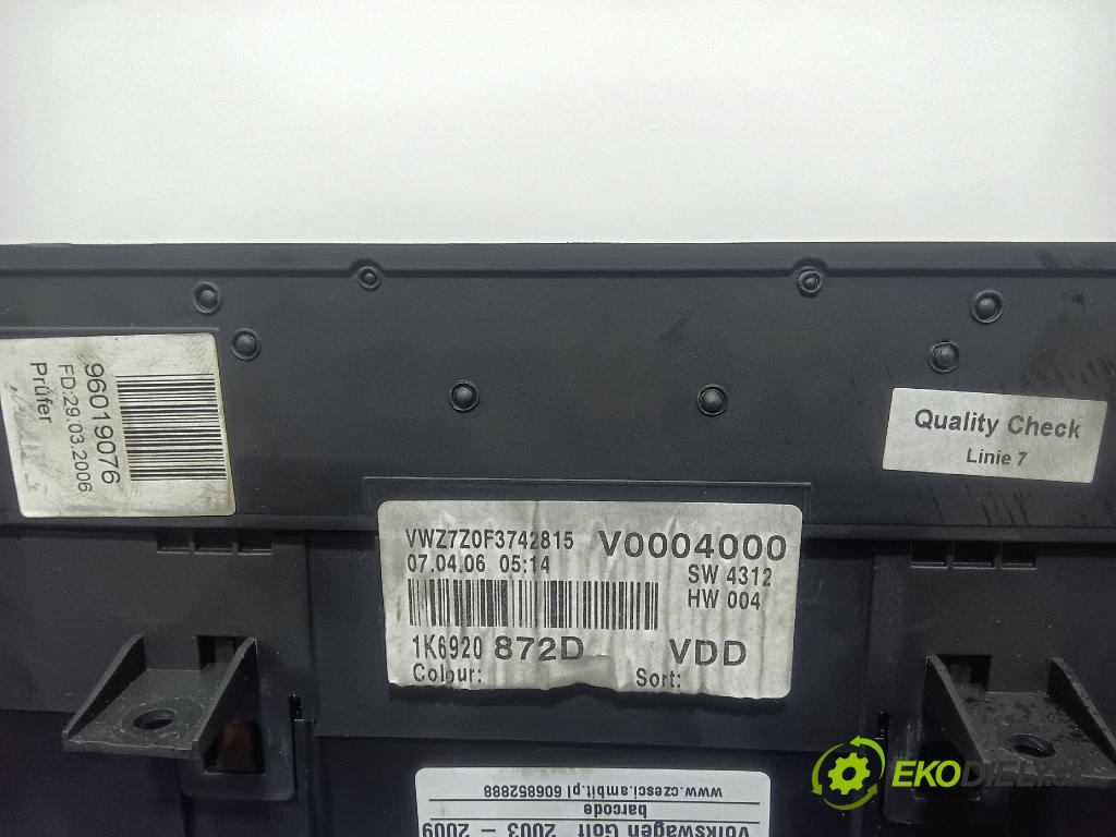 Volkswagen Golf 2006 prístrojovka/ budíky 1K6920872D