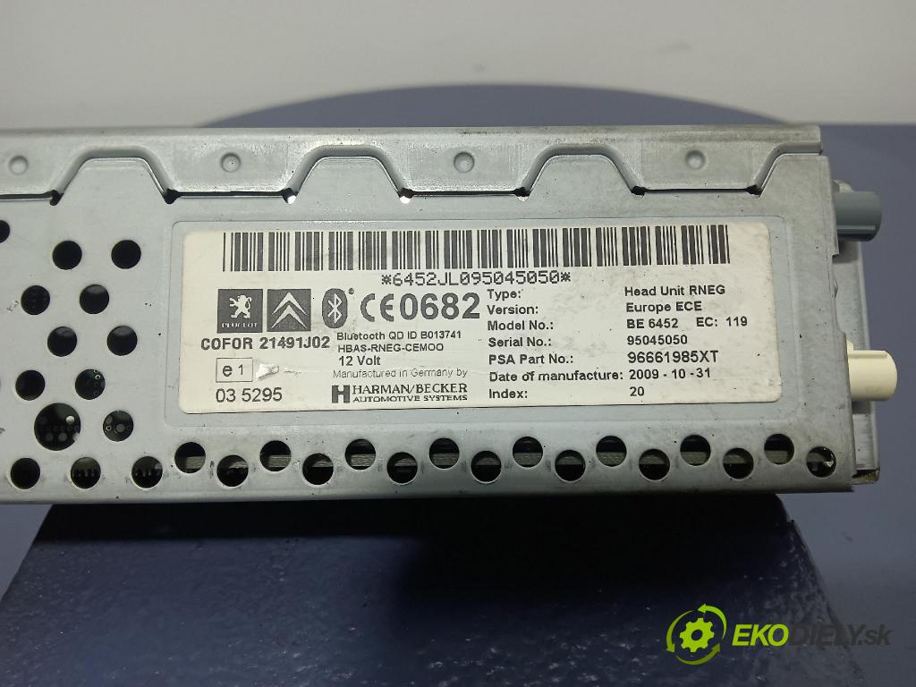 Peugeot 807 2009 Radio I Navigácia: 96661985XT
