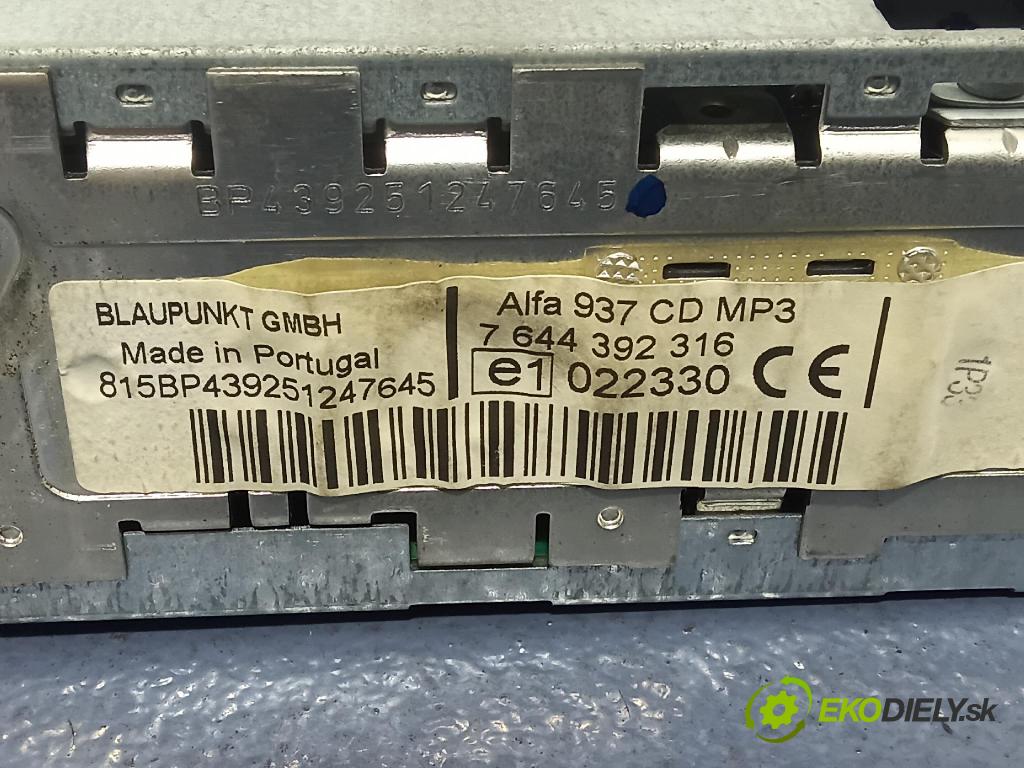 Alfa romeo Gt 2005 Radio I Navigace: 7644392316