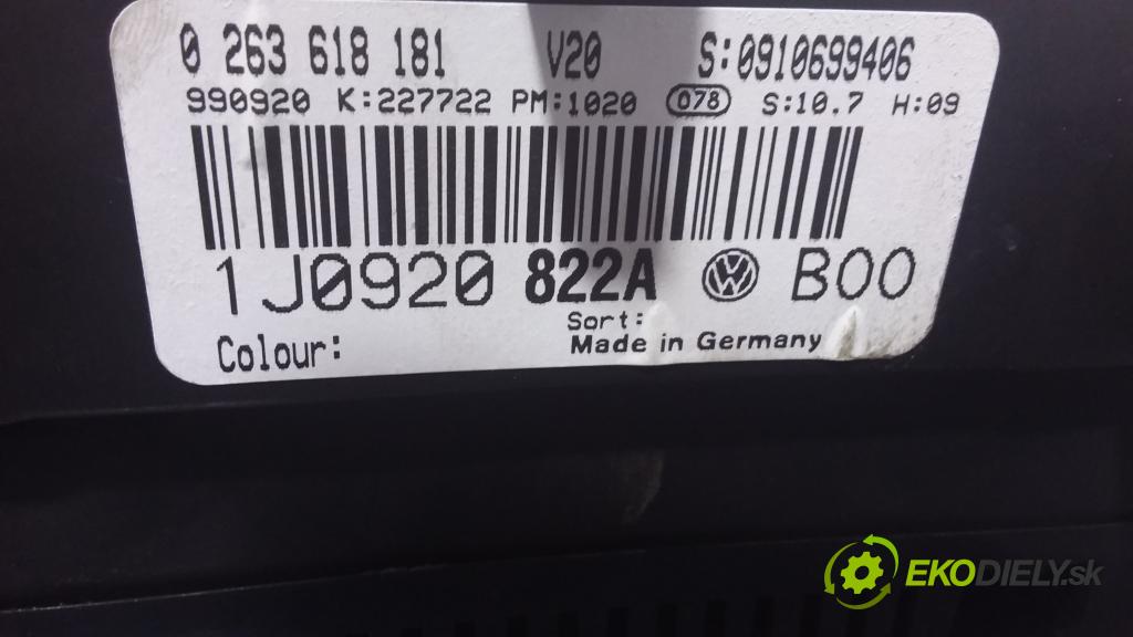 Volkswagen Bora 1999 prístrojovka/ budíky 1J0920822A