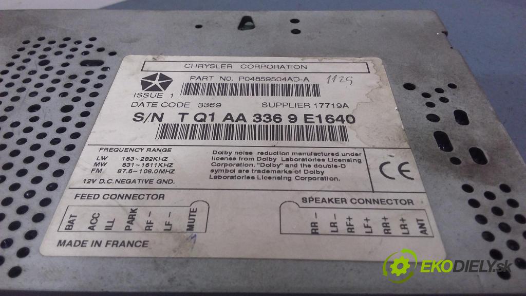 Chrysler Grand voyager 1999 Radio I Navigácia: P04859504AD