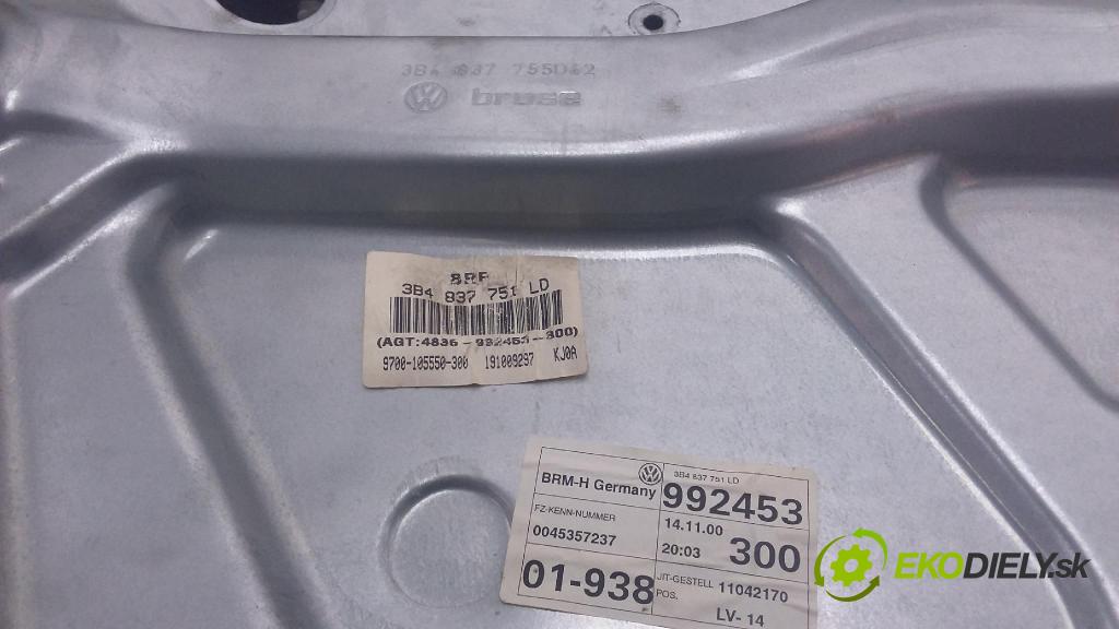 Volkswagen Passat 2000 mechanismus stahování Sklenka: před Levý: 3B4837751LD