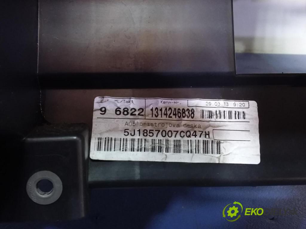 Skoda Praktik 2013 kokpit,pristrojová doska 5J1857007CQ