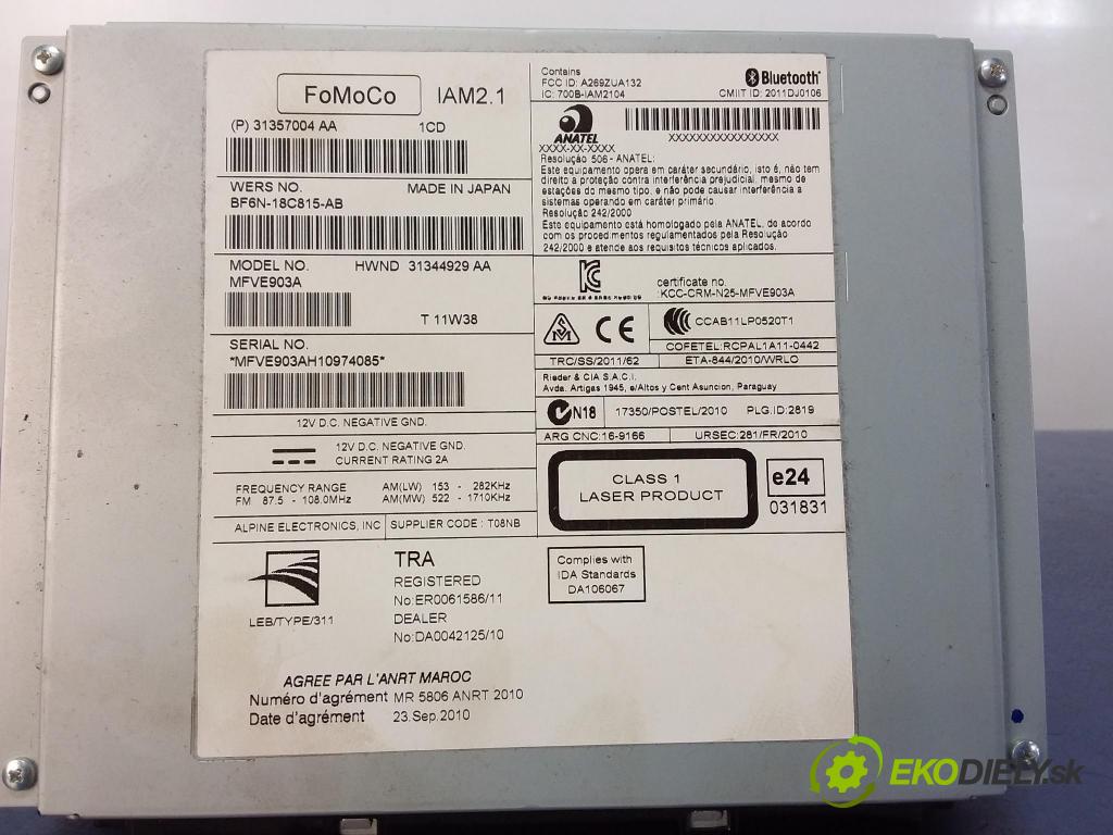 Volvo S60/V70 2011 Radio I Navigácia: 31357004
