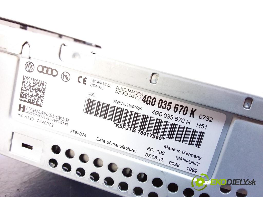 Audi A6 2013 Radio I Navigácia: 4G0035670K