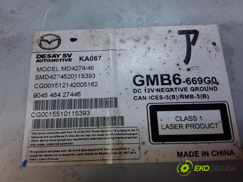 Mazda 6 2016 Radio I Navigácia: GMB6-669G0