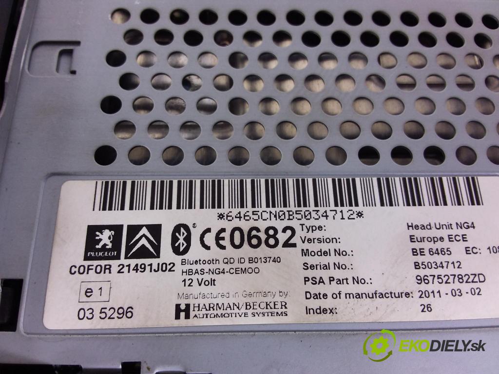Citroen C5 2011 Radio I Navigácia: 96752782ZD
