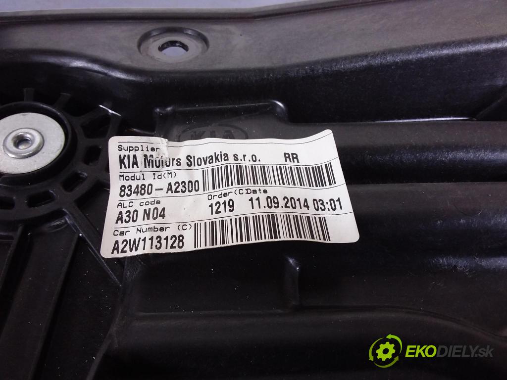 Kia Ceed 2014 mechanismus stahování Sklenka: Zad: v pravo: