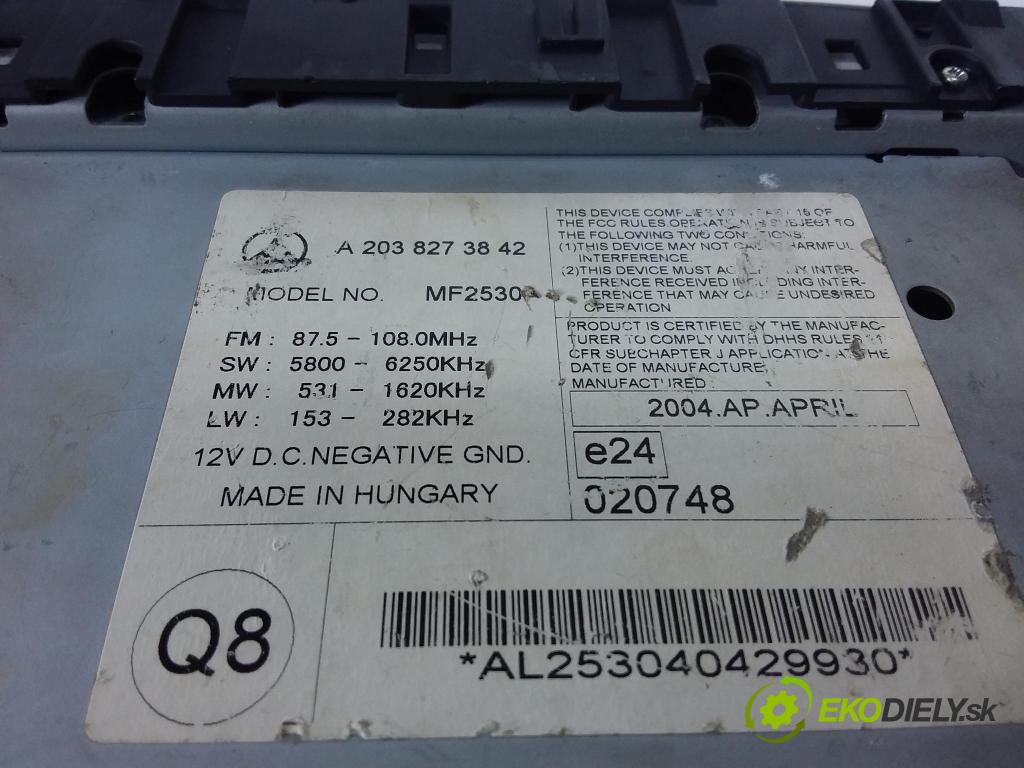 Mercedes C-klasa 2004 Radio I Navigácia: A2038273842