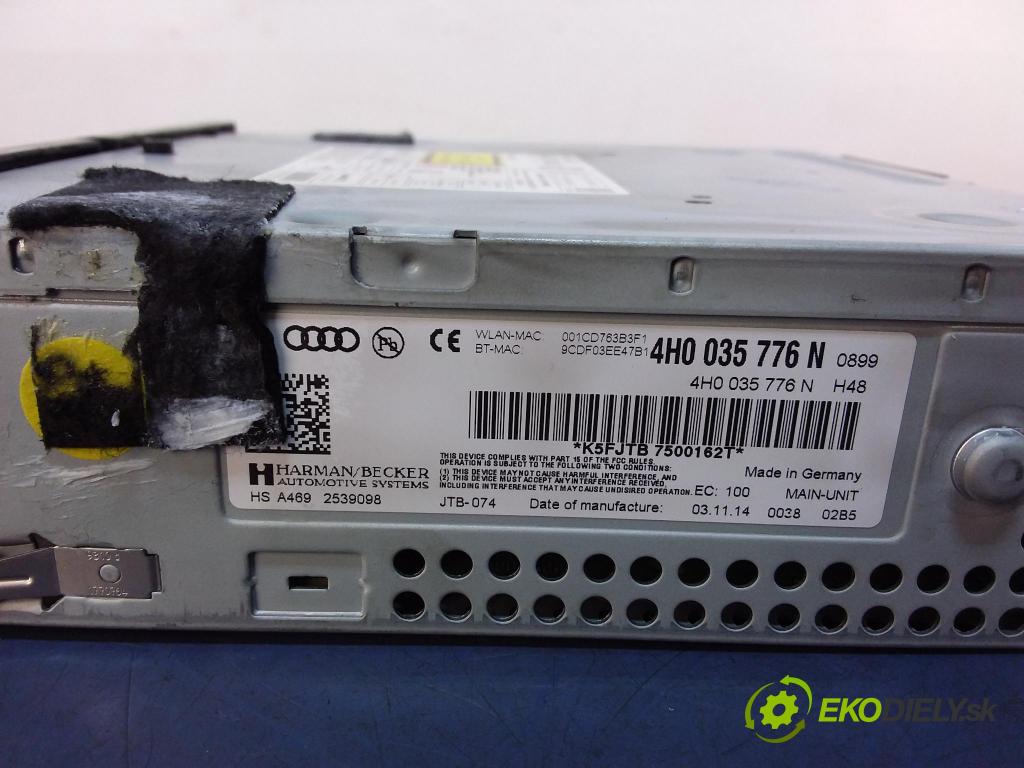 Audi A8 2014 Radio I Navigácia: 4H0035776N