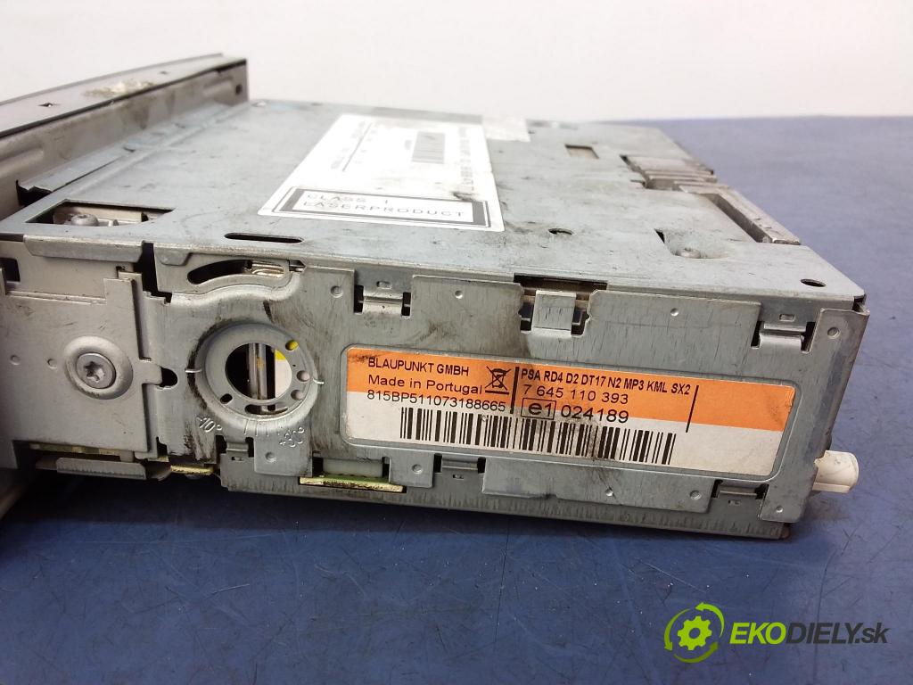 Peugeot 407 2008 Radio I Navigácia: 7645110393