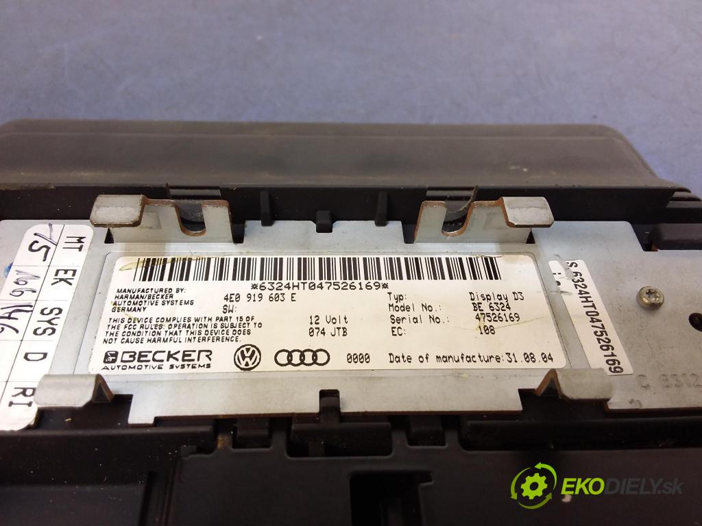 Audi A8 2003 Zobrazit: Rádio: / GPS 4E0919603E