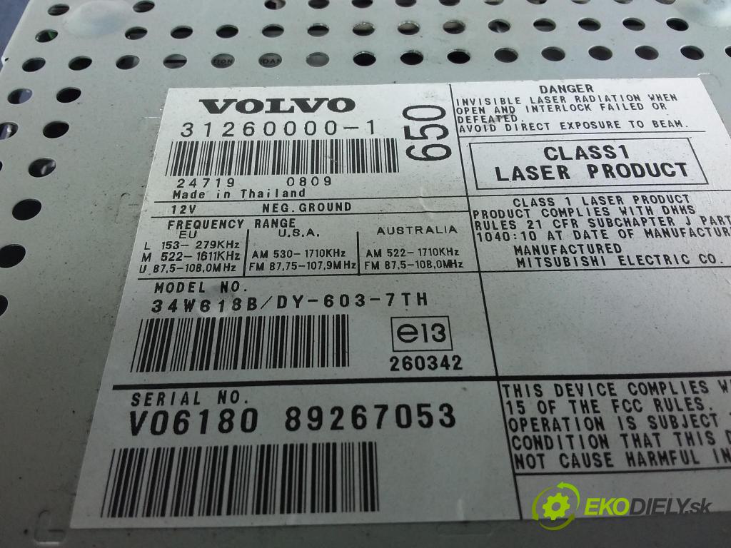 Volvo S60/V70 2008 Radio I Navigácia: 31260000