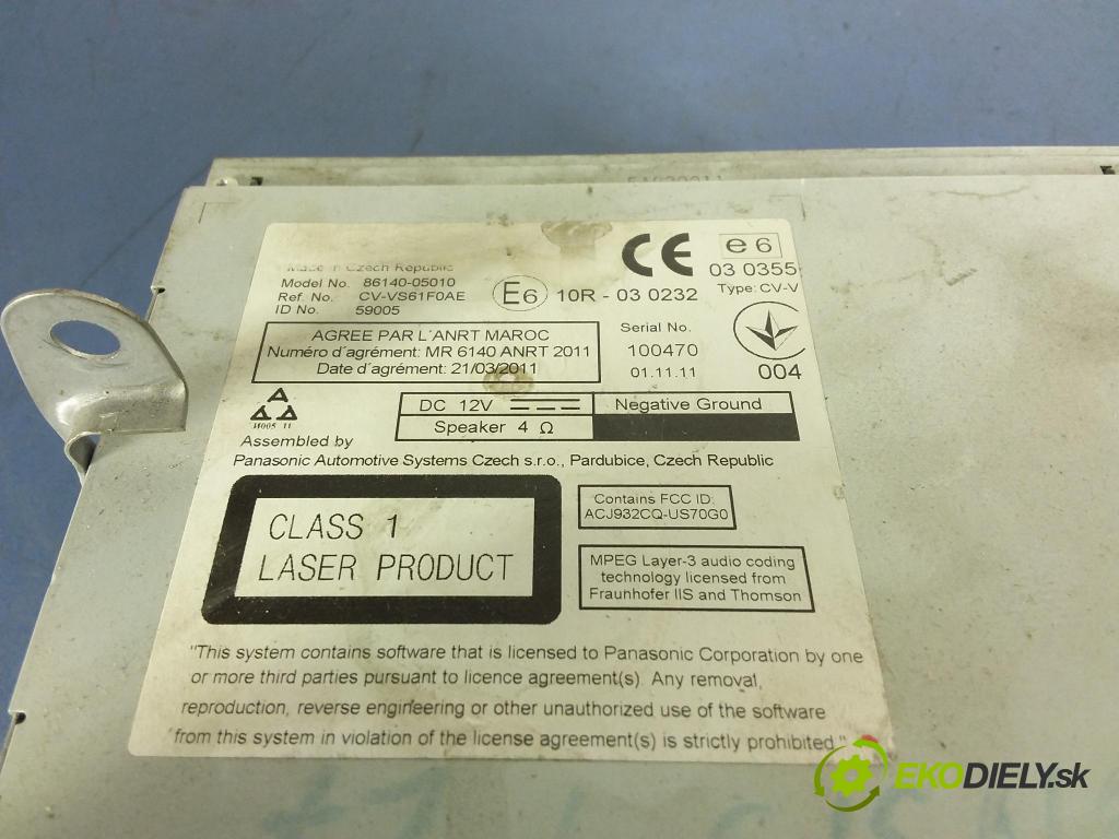 Toyota Avensis 2012 Zobrazit: Rádio: / GPS 86140-05010