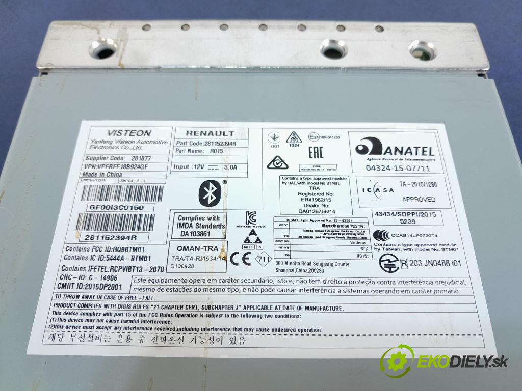 Renault Megane 2018 Radio I Navigace: 281152394R