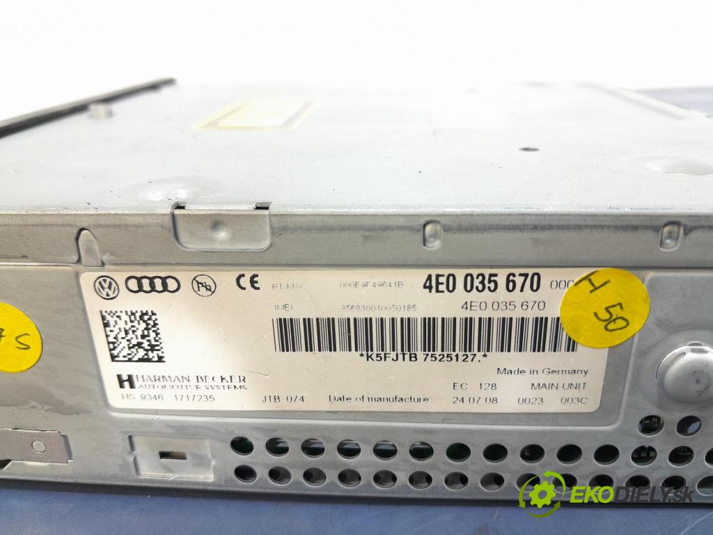 Audi A8 2008 Radio I Navigácia: 4E0035670
