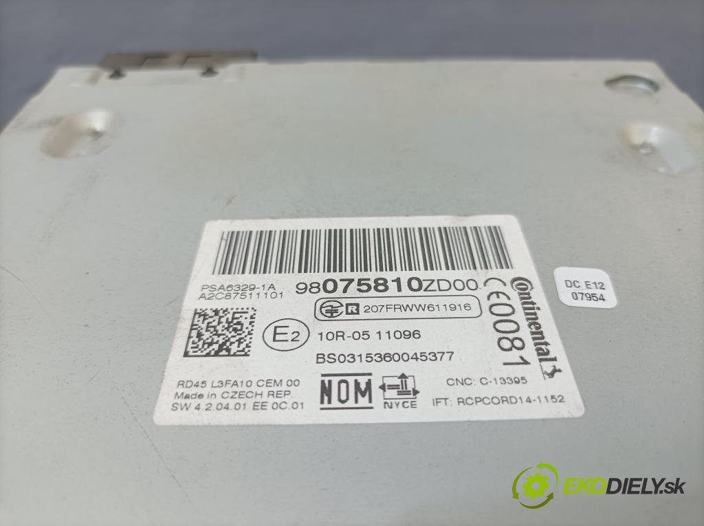 Citroen C-elysee 2015 Radio I Navigácia: 98075810
