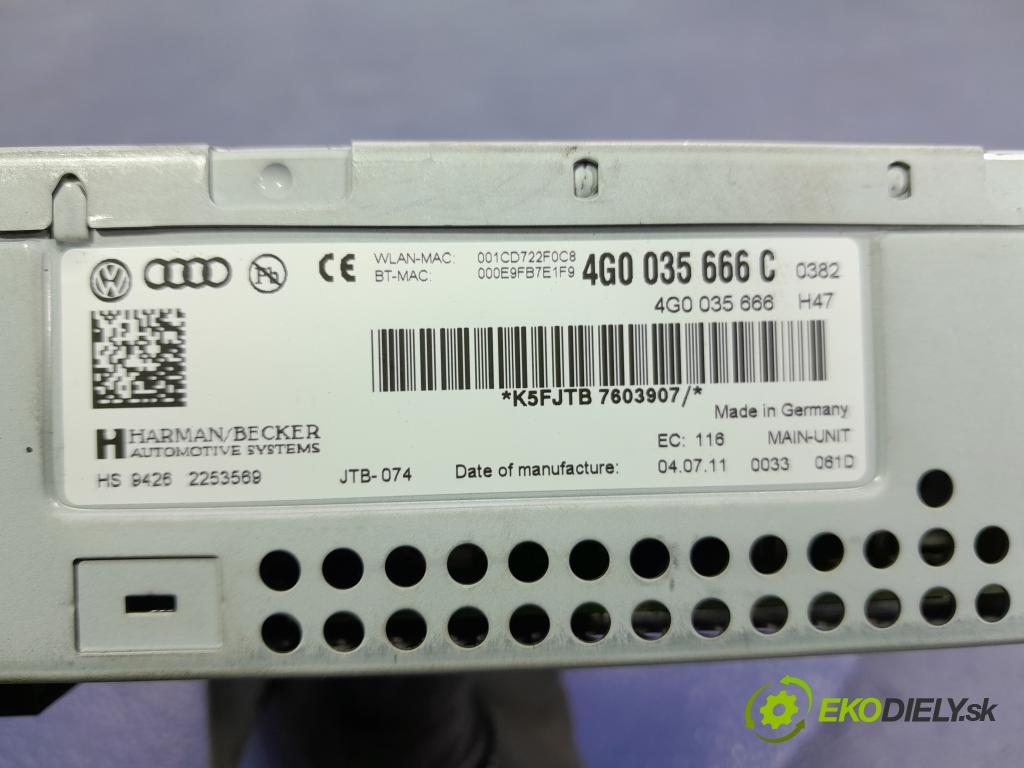 Audi A6 2011 Radio I Navigácia: 4G0035666C