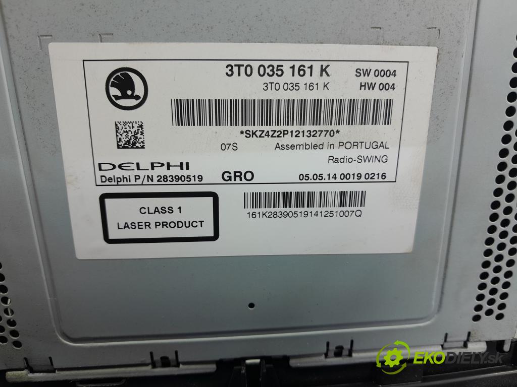 Skoda Superb 2014 Radio I Navigácia: 3T0035161K