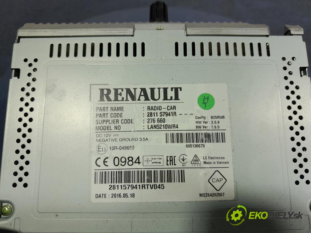 Renault Clio 2016 Radio I Navigácia: 281157941R