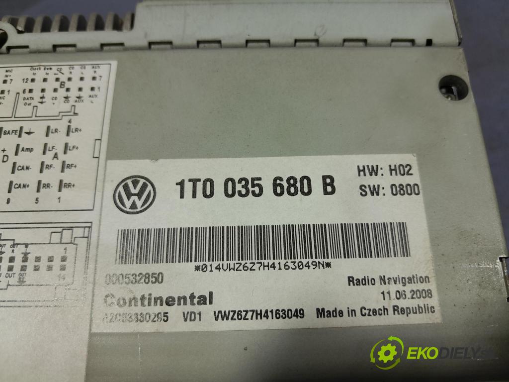 Vw Passat 2008 Radio I Navigácia: 1T0035680B