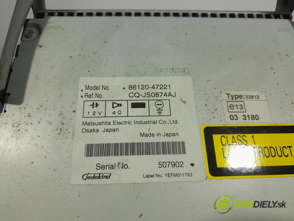 Toyota Prius 2009 Radio I Navigácia: 86120-47221