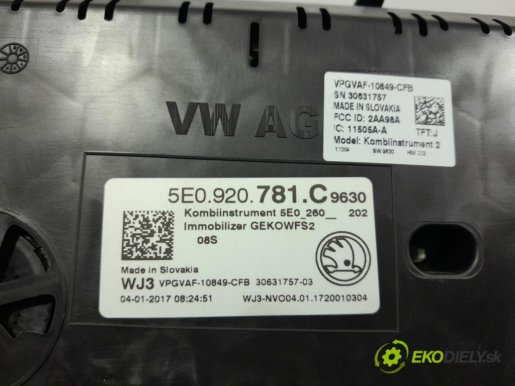 Skoda Octavia 2017 prístrojovka/ budíky 5E0920781C