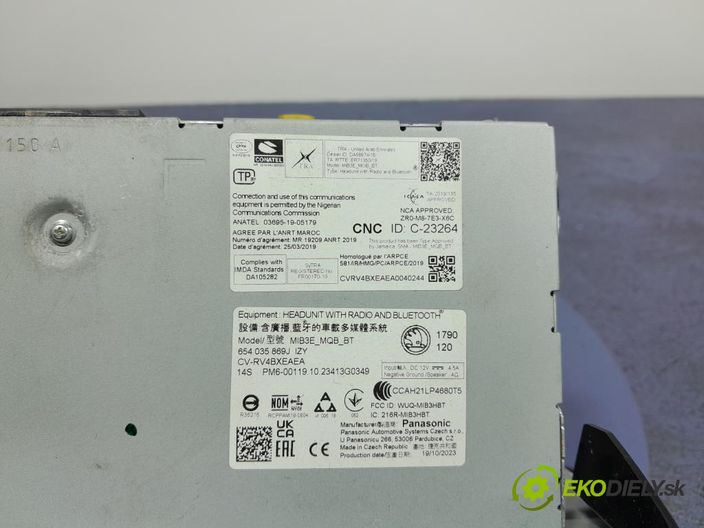 Skoda Fabia 2023 Radio I Navigácia: 654035869J