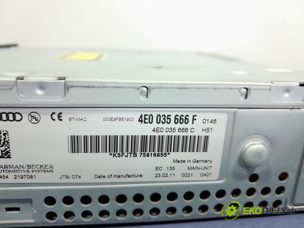 Audi A6 2011 Radio I Navigácia: 4E0035666C