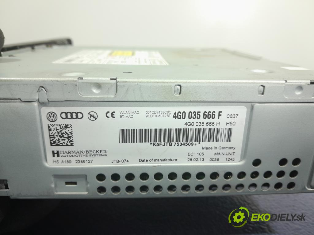 Audi A6 2013 Radio I Navigácia: 4G0035666F