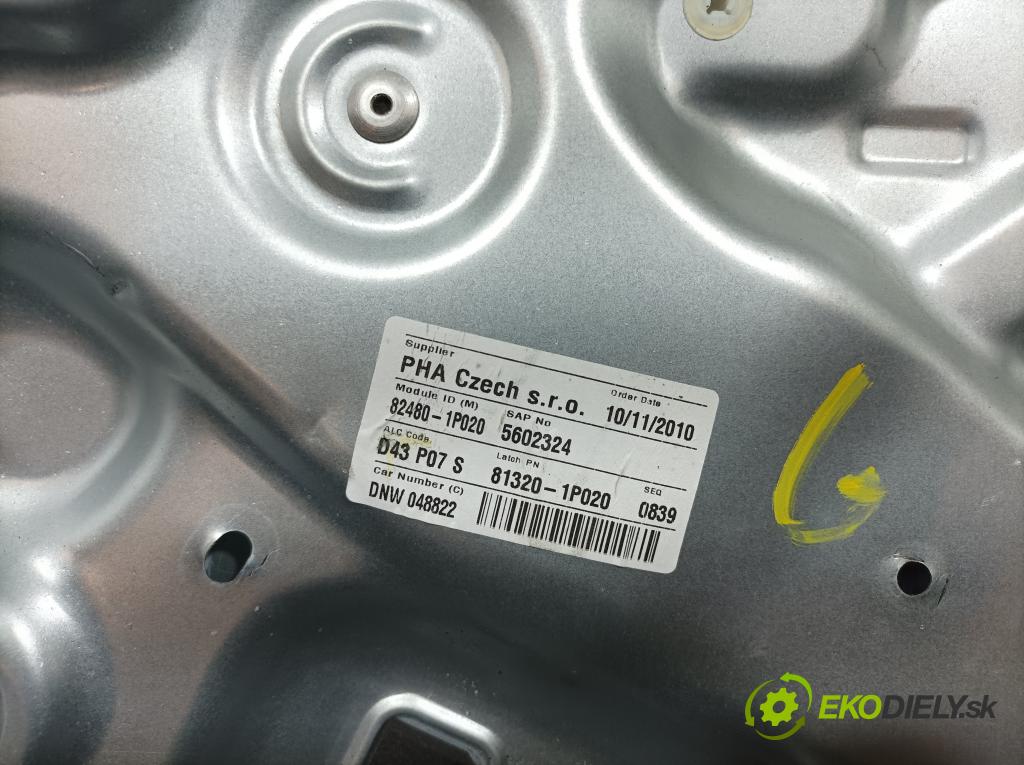 Kia Venga 2010 mechanismus stahování Sklenka: před v pravo: 82480-1P020