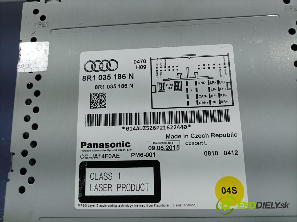 Audi Q5 2015 Radio I Navigácia: 8R1035186N