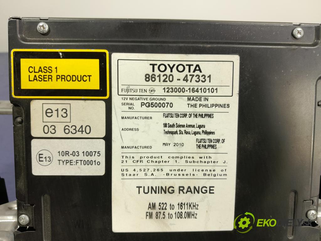 Toyota Prius 2010 Radio I Navigácia: 86120-47331