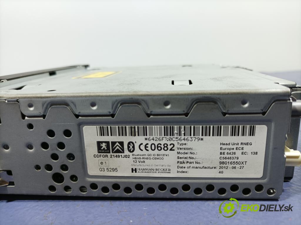 Peugeot 3008 2012 Radio I Navigácia: 98016550XT