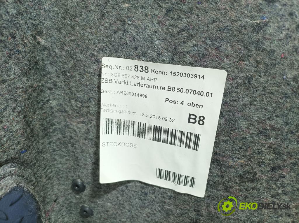 Vw Passat 2015 Tapacír: kufr 3G9867428M