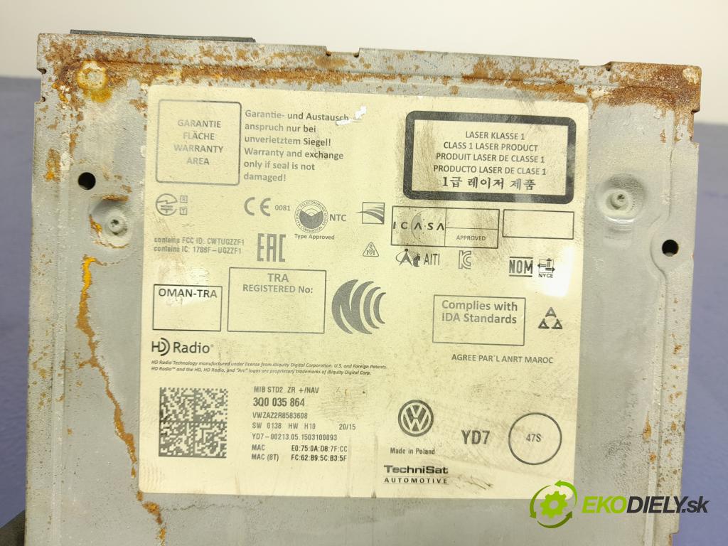 Vw Passat 2015 Radio I Navigácia: 3Q0035864