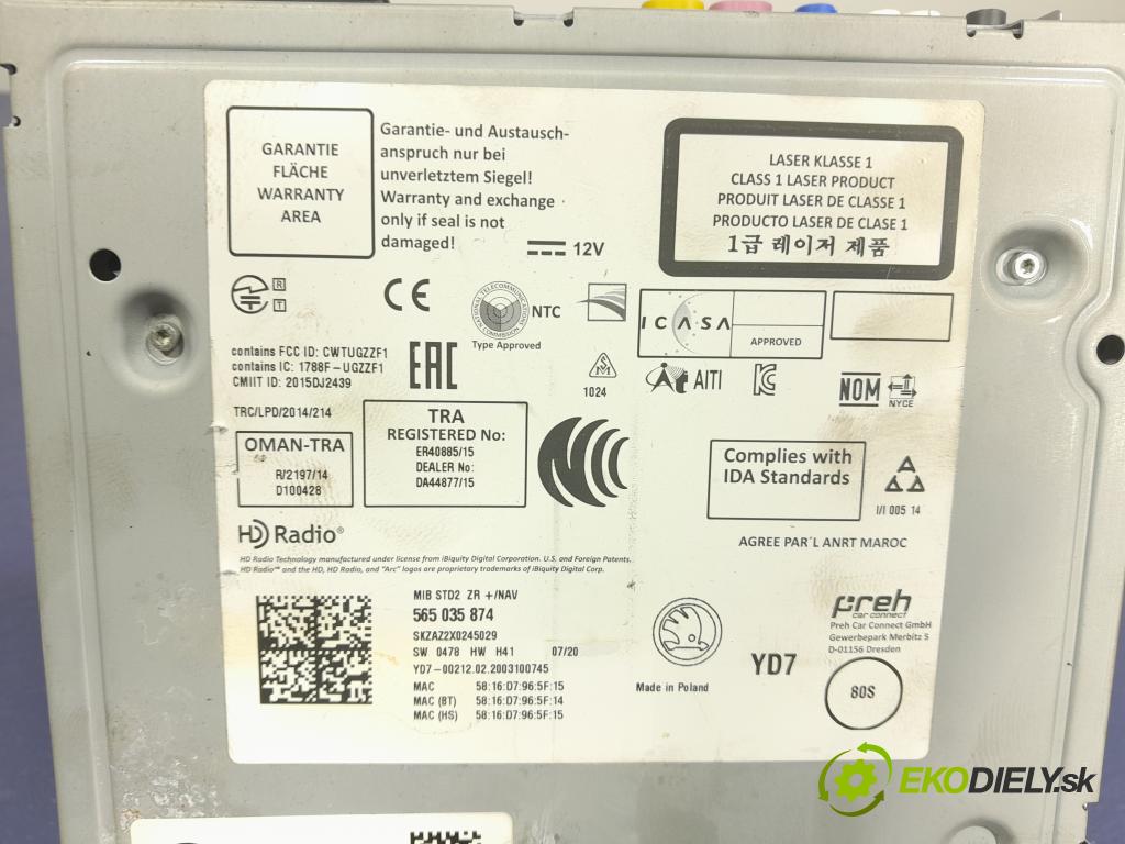 Skoda Octavia 2020 Radio I Navigácia: 565035874