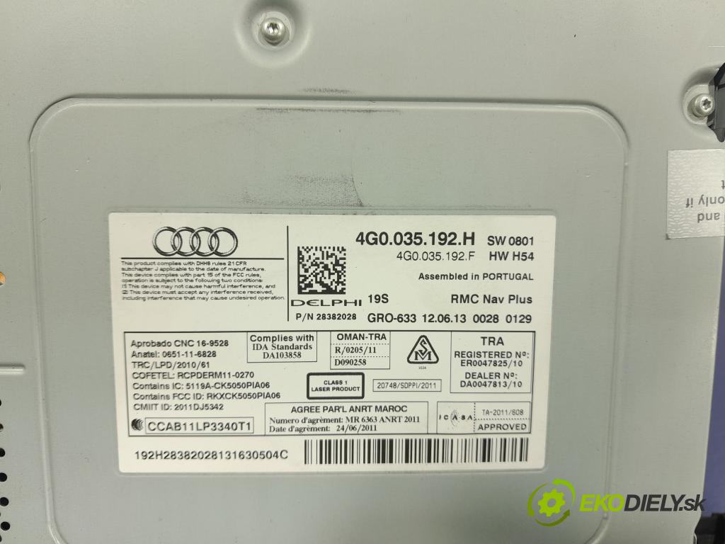 Audi A7 2013 Radio I Navigácia: 4G0035192H