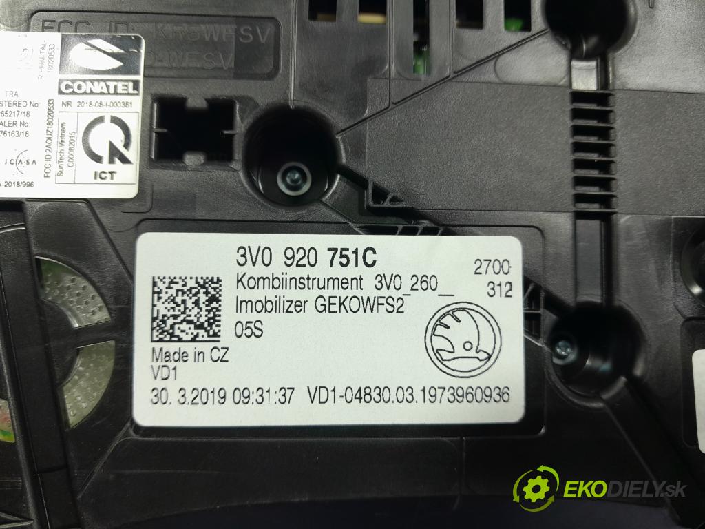 Skoda Superb 2019 prístrojovka/ budíky 3V0920751C