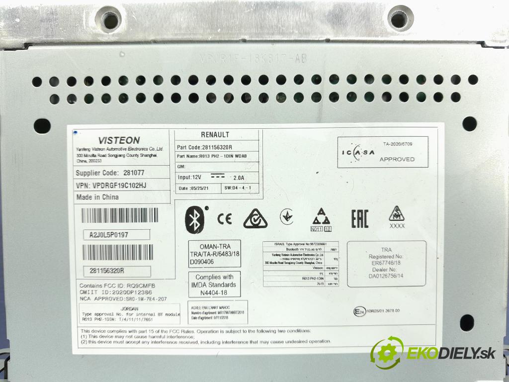 Renault Express 2021 Radio I Navigácia: 281156320R