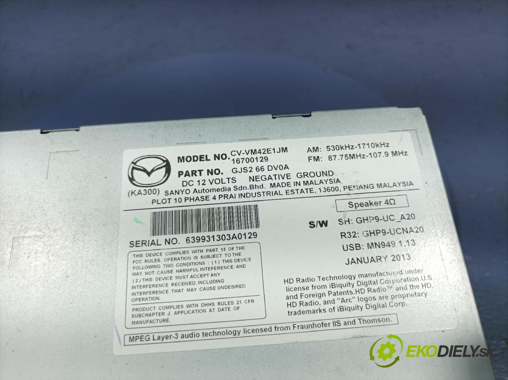 Mazda 6 2014 Radio I Navigácia: CV-VM42E1JM
