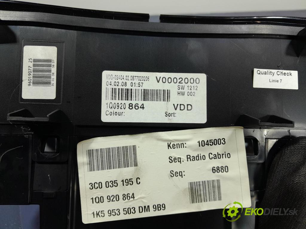 Vw Eos 2008 Přístrojová deska 1Q0920864