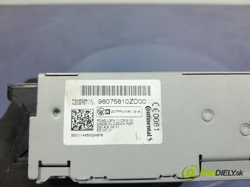 Peugeot 301 2014 Radio I Navigácia: 98075810ZD00