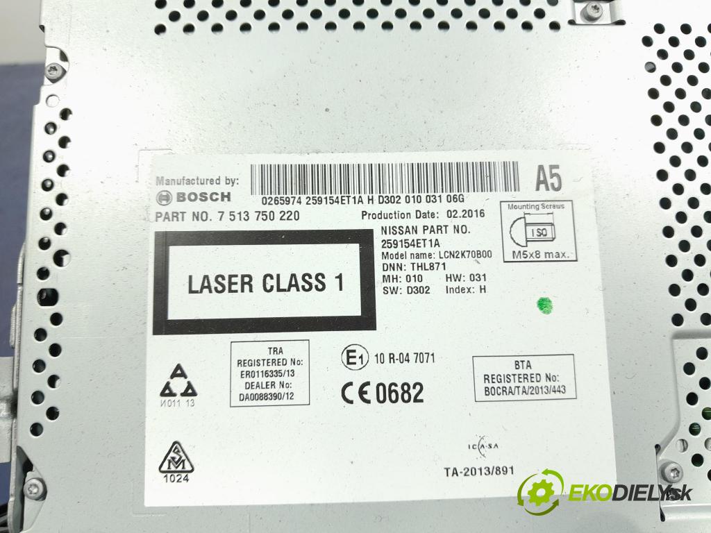 Nissan Qashqai 2016 Radio I Navigácia: 25915-4ET1A