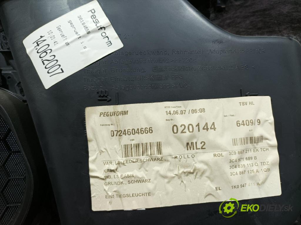 Vw Passat 2007 Tapacír: dveře Zad: levá 3C9867211EK