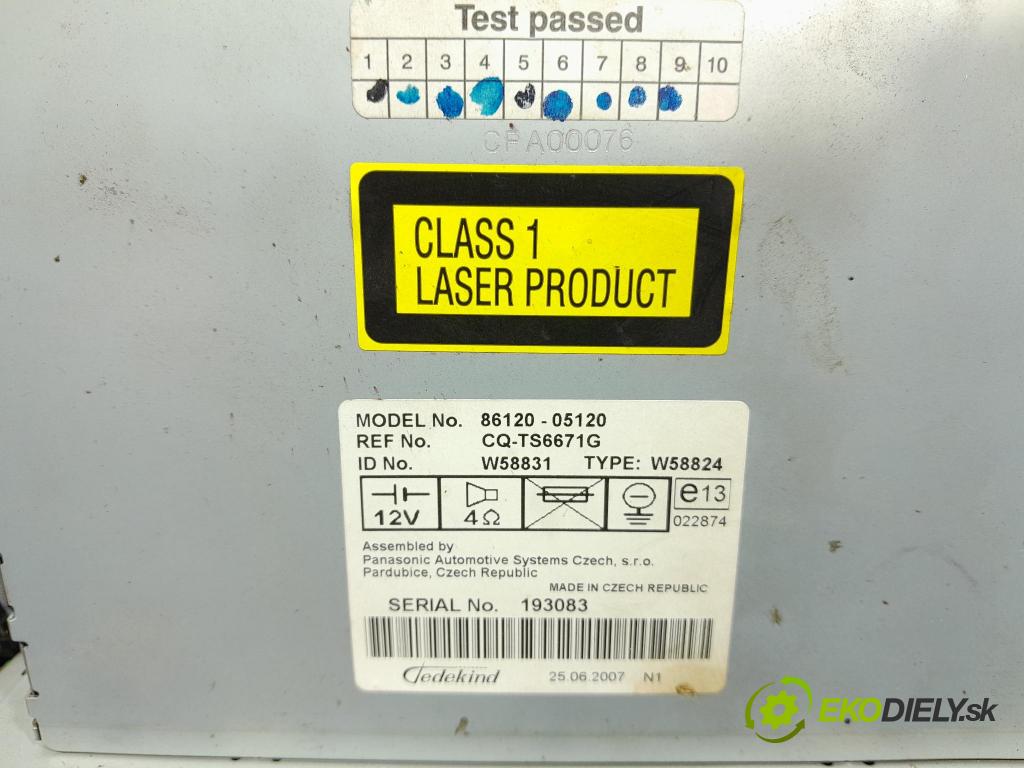Toyota Avensis 2007 Přepínač Radio Navigace 86120-05120